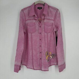 Sinful shirt womens medium M long sleeve y2k 90s preppy summer festival party